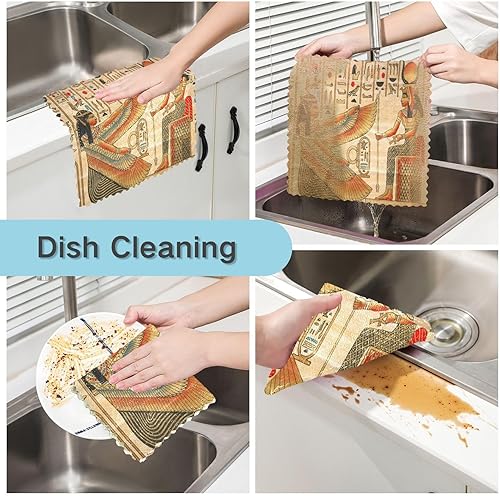 Miniatura 3 de ALAZA Ancient Egypt Culture - Juego de 6 paños de cocina para mujer, paños de cocina lavables de secado rápido, paño de limpieza reutilizable, 11 x