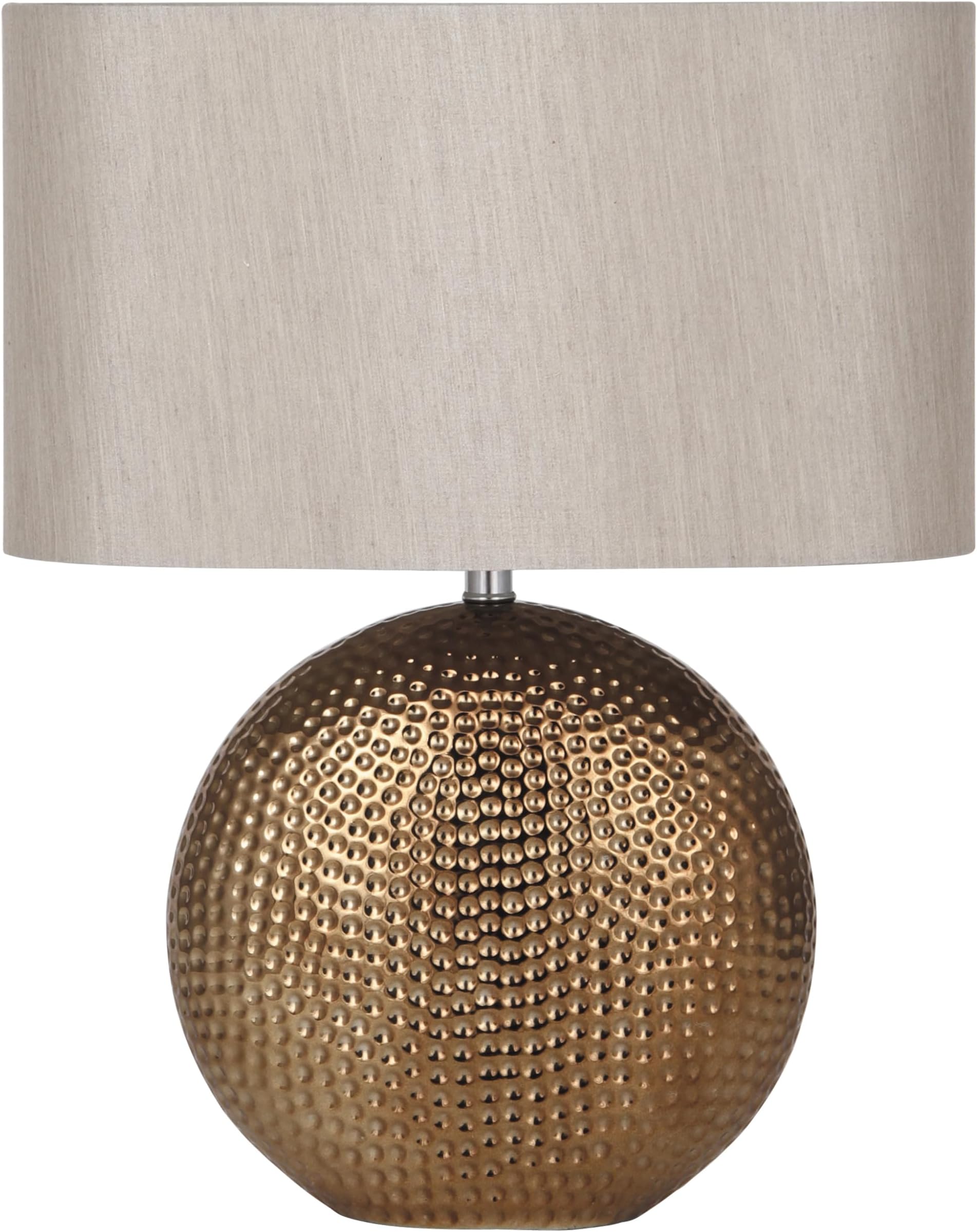 Pacific LifestyleBronze Dot Textured Ceramic Table Lamp | Art Deco Hammered Ceramic Lamp | Standard Living Room Lamps Complete with Oval Shade