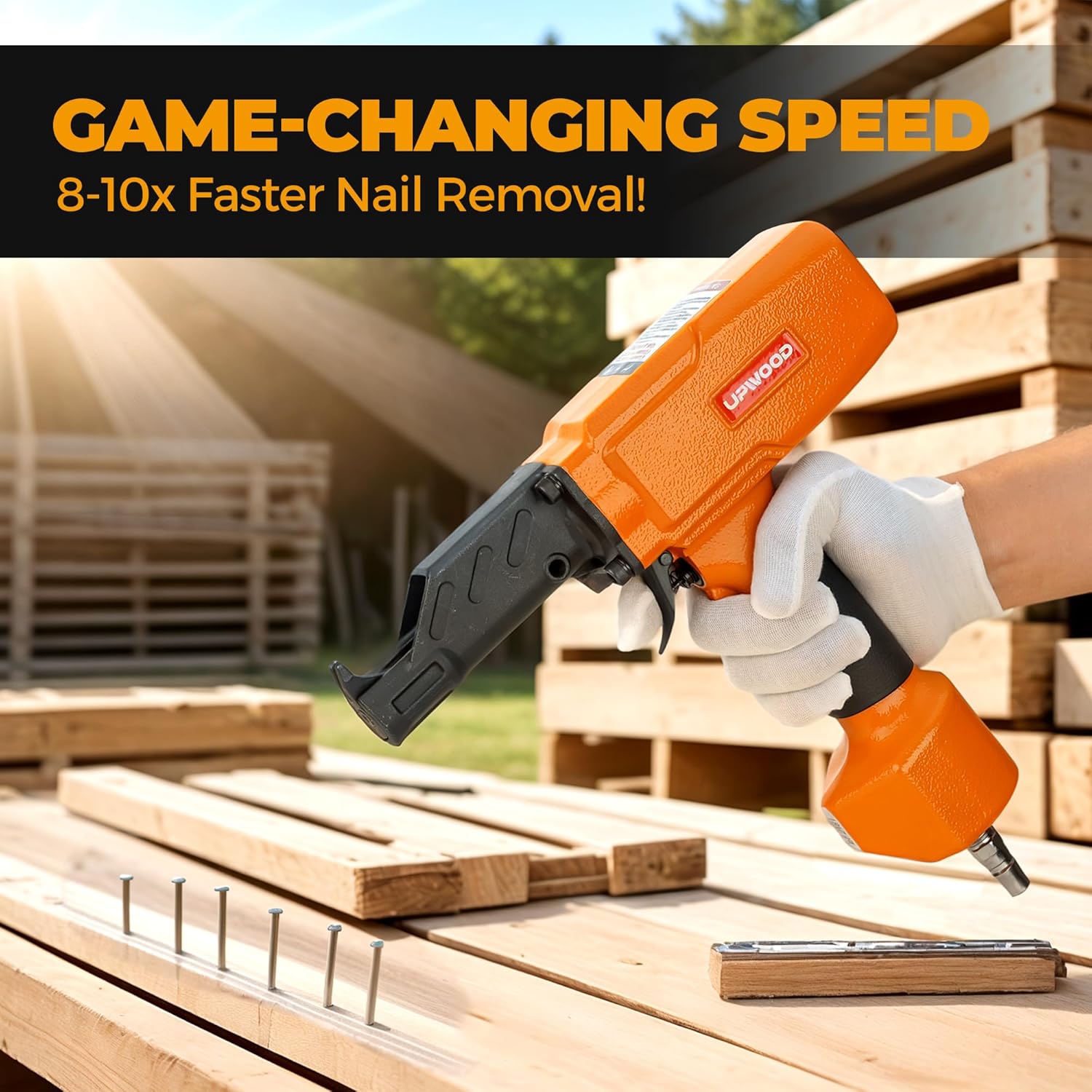 Air Nail Puller Nail Punch Tool UW-NP50 and Nail Remover UW-BD70 Great for Wood Recycling and Denailing