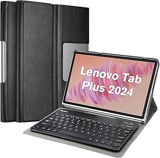ProCase Case with Keyboard for Lenovo Tab Plus 11.5 Inch 2024, PU Leather Case with Magnetically Detachable Wireless Keyboard for 11.5" Lenovo Tab Plus 2024 Release -Black
