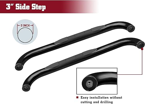 Miniatura 6 de TAC - Escalón lateral para Ford F150 2015-2023 cabina regular  2017-2023 Ford F250F350F450F550 Super Duty Cab regular Cab 3 pulgadas, barras Nerf