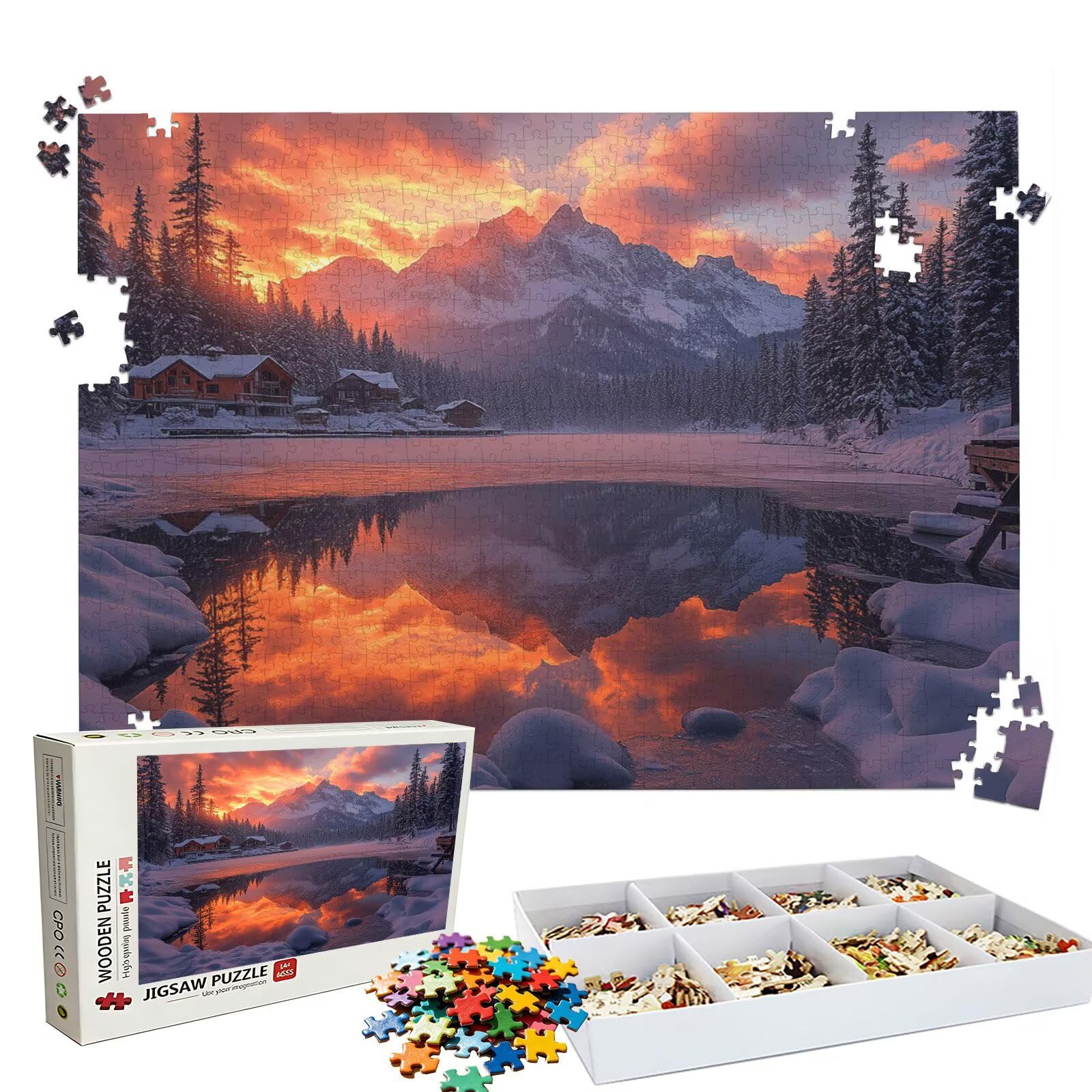 Puzzle lago Foresta(4), Puzzle Adulti 1500 pezzi, Puzzles Legno con Squisita Scatola di Imballaggio, Rompicapo per Esperti con Incastro Perfetto, Stampa Alta Definizione, Regalo per Adulti W3H-909