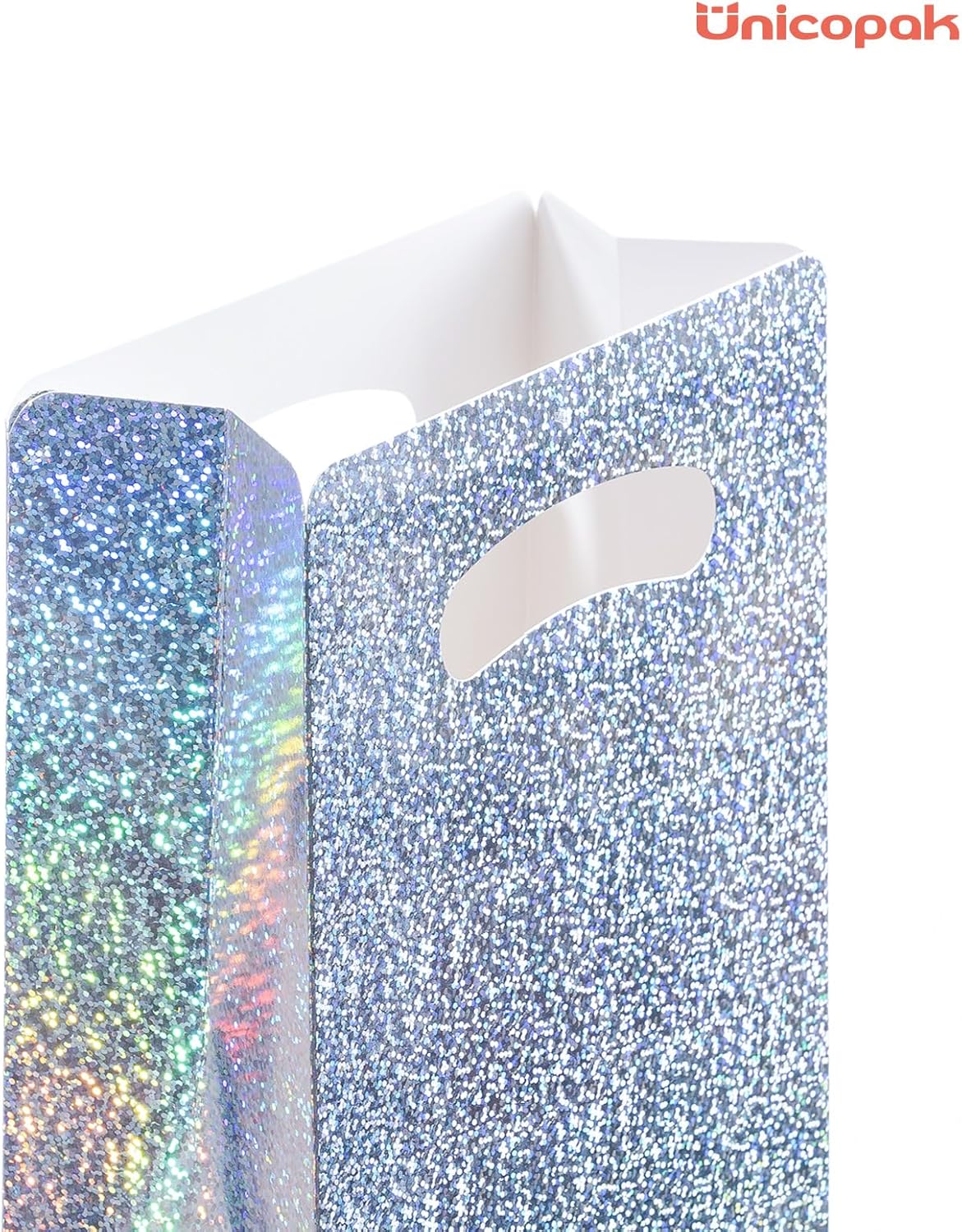UnicoPak 16 Pack Premium Iridescent Party Favor Bags - 6x3x9 Glitter Goodie Bags for Birthday Party, Wedding - Sturdy Holographic Gift Bags with Auto-lock Bottom, Customizable for Treats & Cookies - Image 7