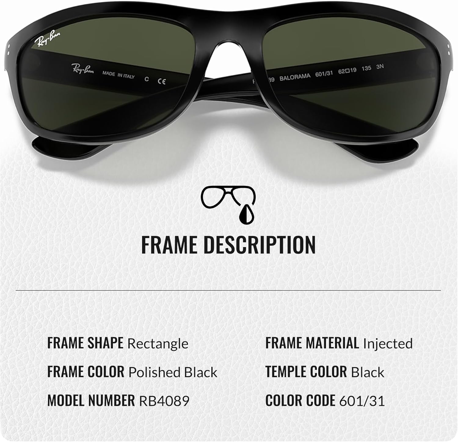 Ray-Ban RB4089 BALORAMA Rectangle Shaped Sunglasses for Men & Women with Official RAYBAN Eyewear Kit - Image 3