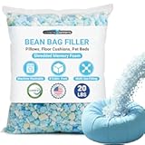 Bean Bag Filler &lpar;20lbs&rpar; &vert; Machine Washable Shredded Memory Foam Pillow Stuffing for Cushion&comma; Couch&comma; Bean Bag Refill Filling&comma; Dog Bed&comma; Stuffing for Stuffed Animals & Stuffing for Craft