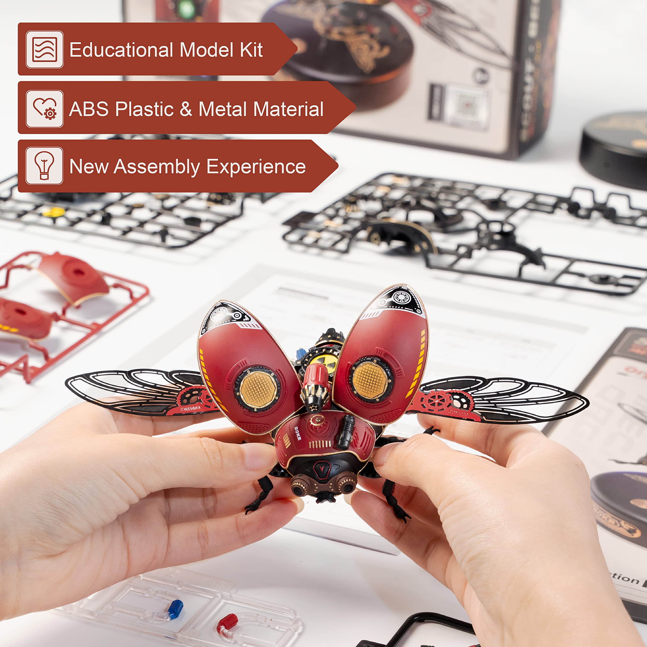 ROKR 3D Puzzle Erwachsen Käfer Scout Beetle 3D Metall und Kunststoff Puzzle Modellbausatz Steampunk Insekt Figur Sammelbares Spielzeug Deko Geschenk Für Ihn Mann Papa (MI02)