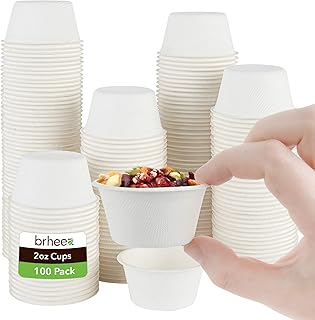 Sponsored Ad - brheez 2 oz Disposable Bagasse Fiber Souffle Cups | 100% Natural Biodegradable & Compostable Perfect for Co...