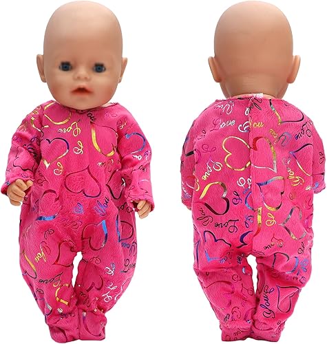 Miniatura 39 de SOTOGO 5 juegos de ropa de muñeca de bebé, trajes con sombreros para muñecas recién nacidas de 14 a 17 pulgadas, ropa de muñecas americanas de 18