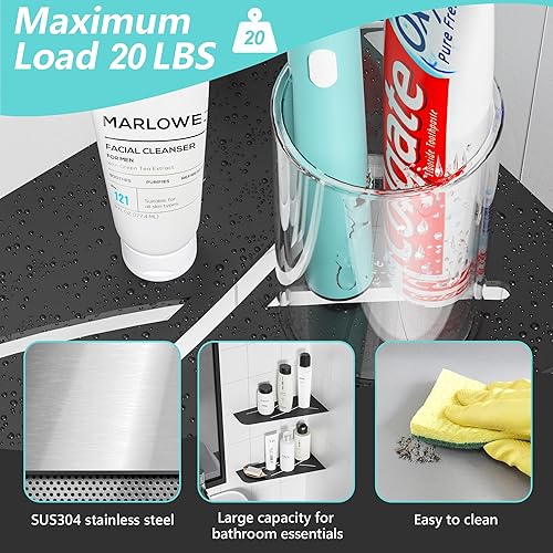 Miniatura 3 de Estante esquinero de ducha de acero inoxidable 304, estante esquinero de 12 pulgadas, soporte para champú de baño, estante de esquina flotante para