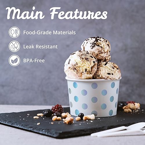 Miniatura 6 de MATICAN Vasos de papel para helado, 50 cuencos de postre desechables de 9 onzas para alimentos calientes o fríos, suministros de fiesta de 9 onzas,
