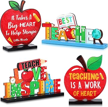 Jetec 3 Pack Teacher Appreciation Table Centerpieces Best Teacher Sign Table Decorations for Student to Teachers Graduation Home Decor Classrooms Desks Teaching Wooden Signs Topper