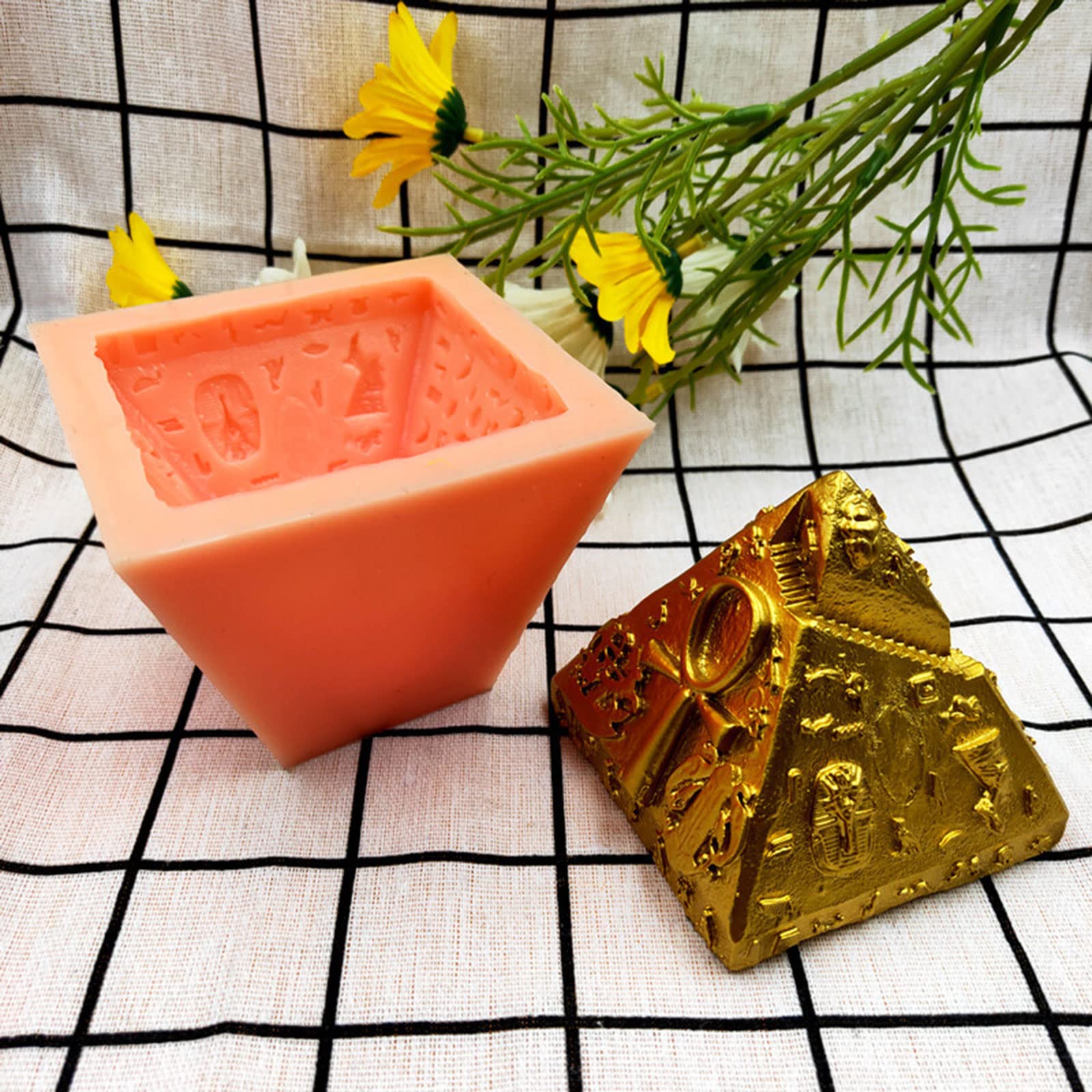 Molde de vela de silicona de pirámide egipcia 3D hecho a mano para fondant yeso molde para bricolaje jabón chocolate helado moldes postre 4