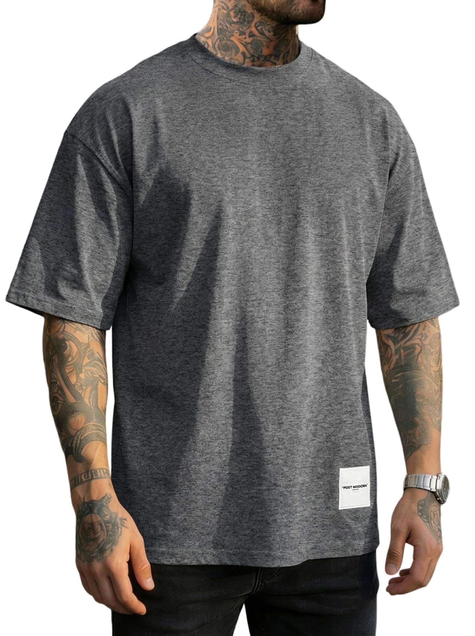 Men's Fashion Oversized T-shirts Short Sleeve Workout Casual Gym Tee