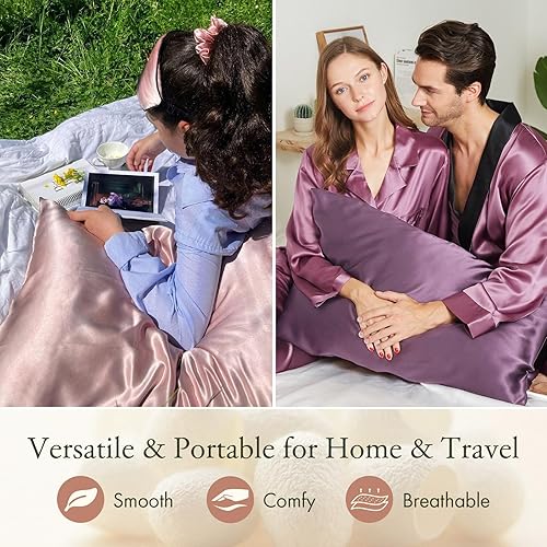 Vista 18 de LILYSILK Funda de almohada 100% de seda, 1 pieza de 0.984 in, funda de almohada pura para cabello y piel, sobre terse de doble cara, seda Charmeuse