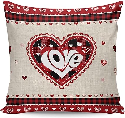 Amazon Co Jp クッションカバー 45 45cm 北欧 おしゃれ シンプル 正方形 ソファ背当て 装飾枕カバー 座布団カバー 装飾枕 雰囲気 部屋飾り 車用 上質 手触り良く ピローケース ロマンチック バレンタインデー Loveのハート 綿麻柄 抱き枕カバー ホーム キッチン