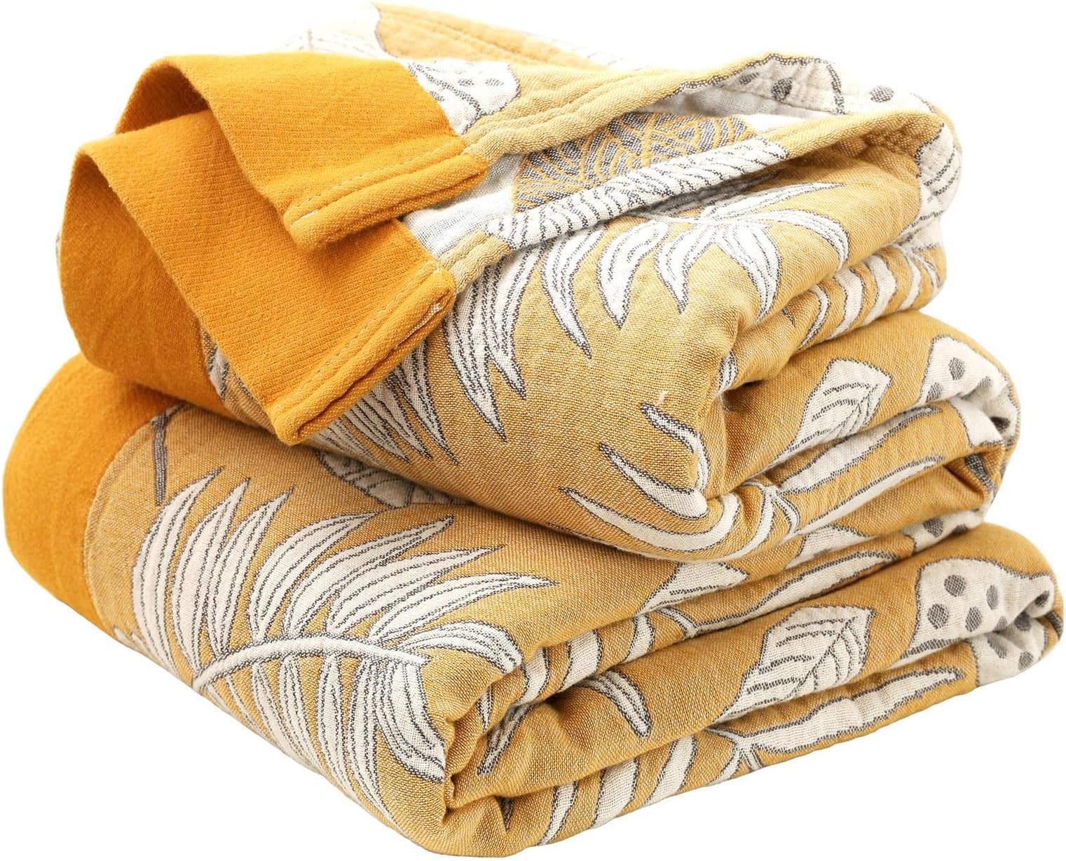 Boho Throw Blanket for Bed 100% Cotton Ultra Soft Rustic Quilt Fall Blanket Floral Printed Farmhouse Decor Bed Blankets,80"×90" All Season Rustic Throw for Sofa Couch Chair