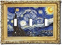 Vista 1 de Cubierta eléctrica acrílica decorativa de pintura de noche estrellada - Interruptor de luz triple