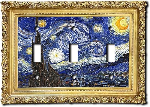 Cubierta eléctrica acrílica decorativa de pintura de noche estrellada - Interruptor de luz triple