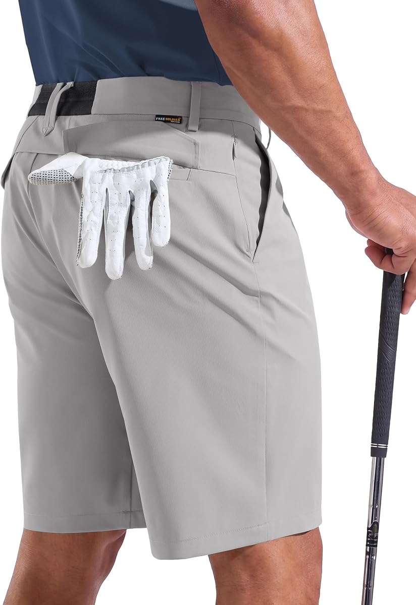 FREE SOLDIER Men's Golf Shorts Lightweight Stretch Quick Dry Casual Dress Shorts for Work and Travel with 5 Pockets