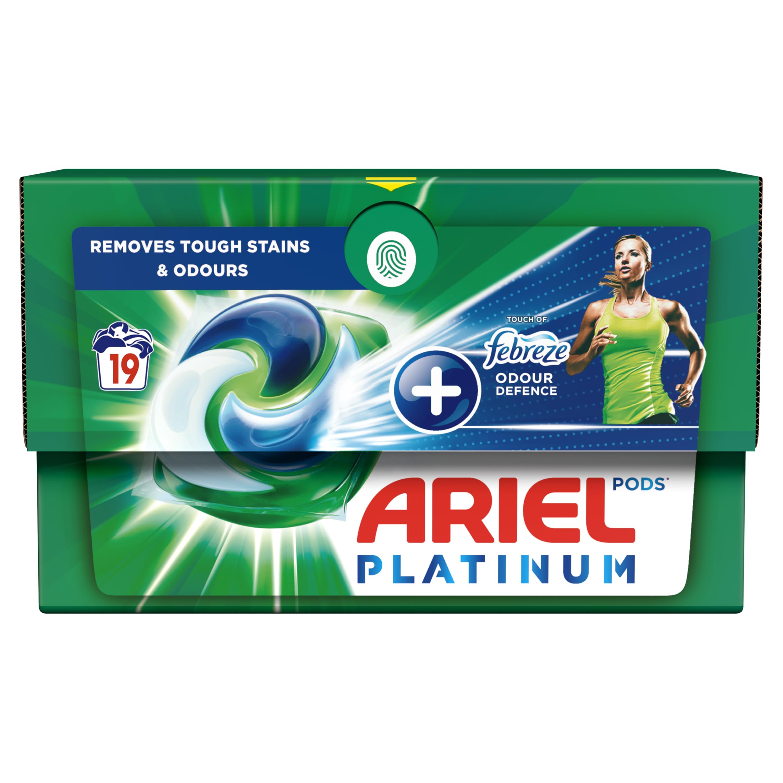 Ariel Detergente líquido todo en 1 para lavar la ropa, 76 lavados (4 x 19), removedor de manchas para ropa, platino + Touch Of Febreze defensa contra olores, limpieza profunda y acción antiolor
