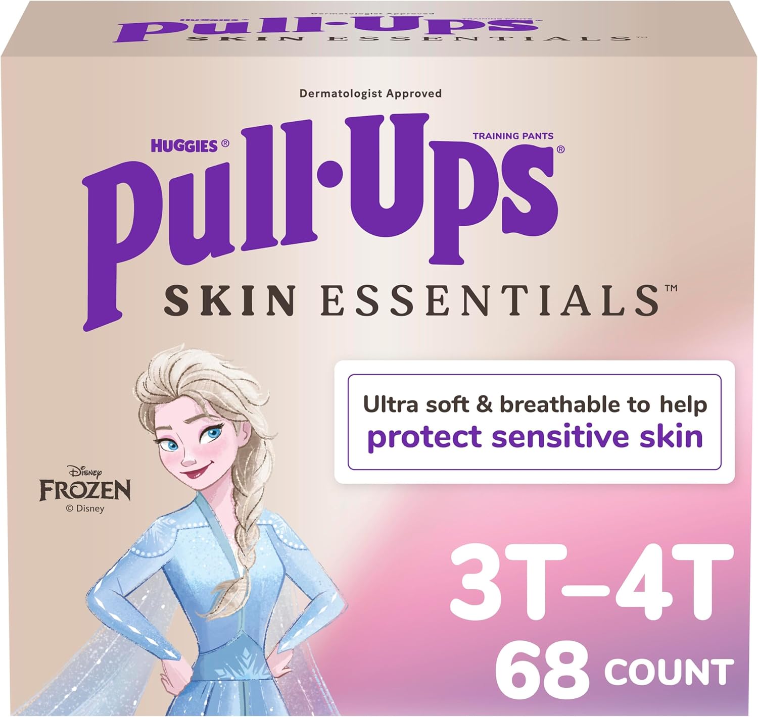 Pull-Ups Girls' Skin Essentials Potty Training Pants, Training Underwear, 3T-4T (32-40 lbs), 68 Ct 3T-4T 68