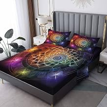 Chakra Sheets Full Size Bed, Mandala Spiritual Pattern Sheet Set & Bedroom Decor - 16 Inch Deep Pocket, Super Soft Microfiber Bedding Sheets & Pillowcases 4 Piece