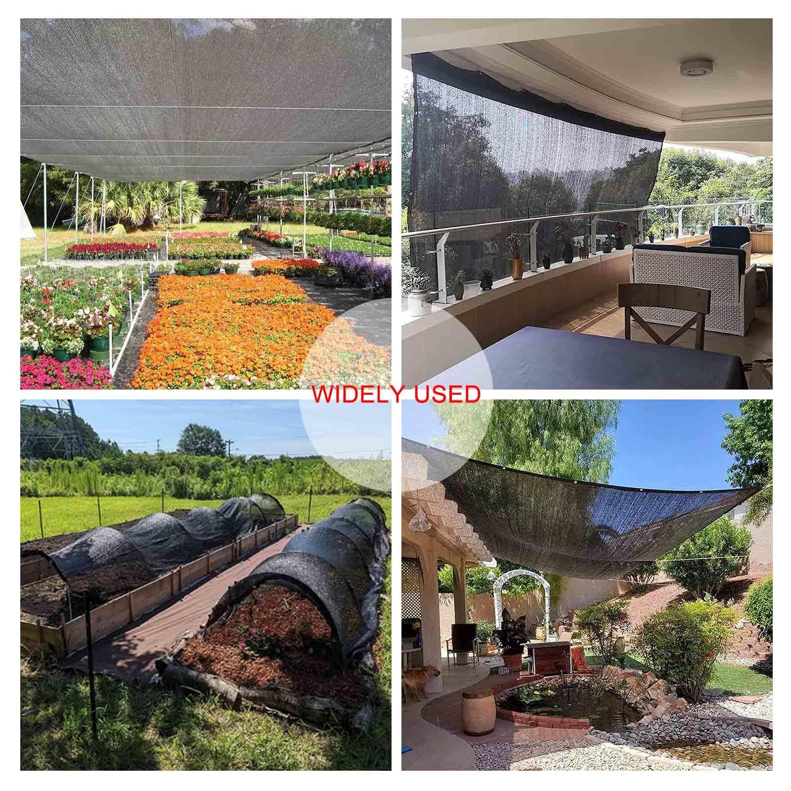 Red de sombra negra de alta calidad con 90 % de protección UV. Lona de malla de invernadero para plantas, vela de bloqueo solar con ojales de 2 x 4 m a 8 x 9 m, perfecta para soluciones de sombra al