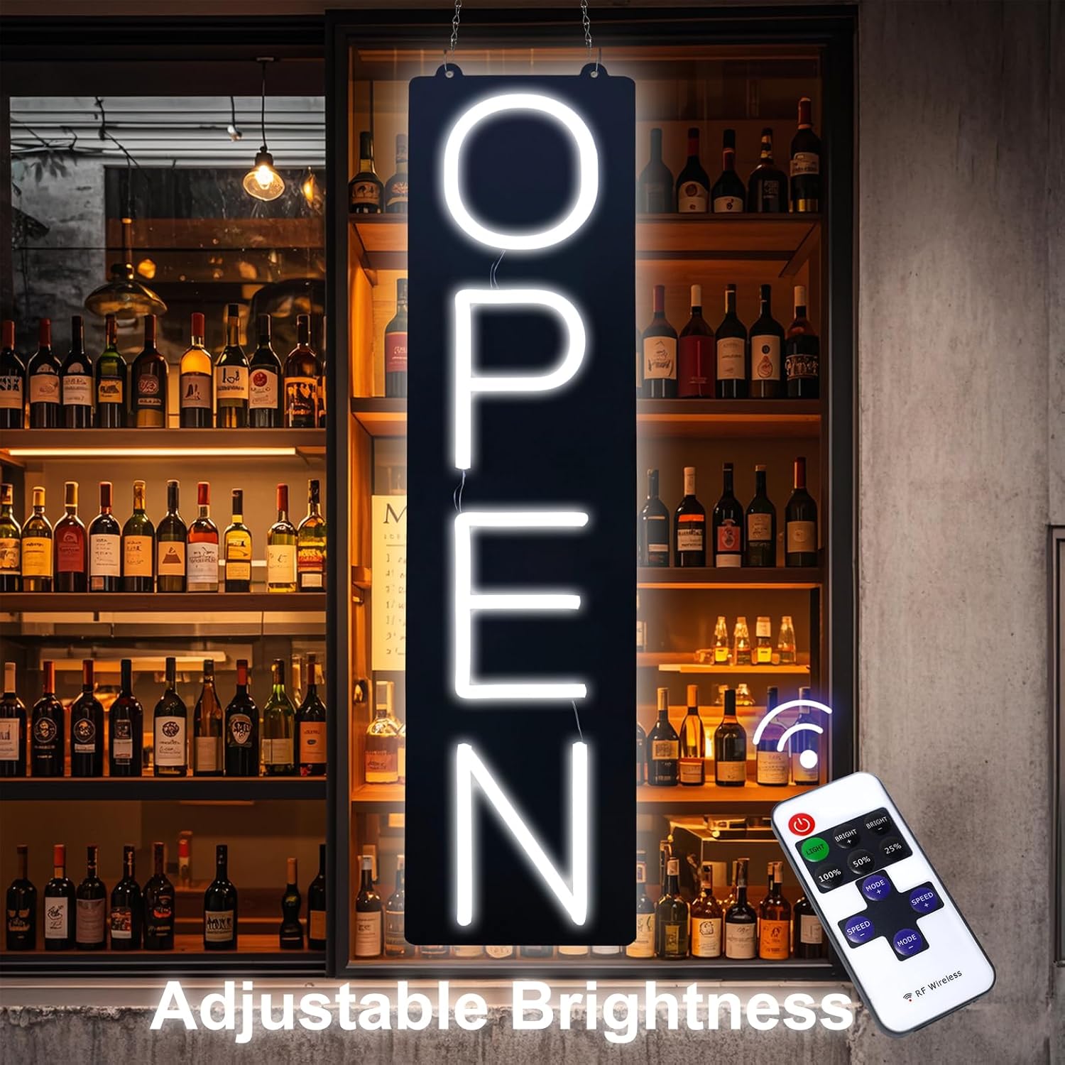 Large Vertical Open Sign for Business 21.6 Inch, Dimmable Bright LED Neon Open Sign Lighted Opening Neon Light for Business Storefront Window Glass Door Retail Shop Store Bar Salon Restaurant, White - Image 2
