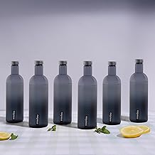 Nayasa Turtle Plastic Bottle | 1000 ML | Set of 6 | BPA Free & Air Tight Lid | Water Bottle For Fridge | Leak Proof | Grey