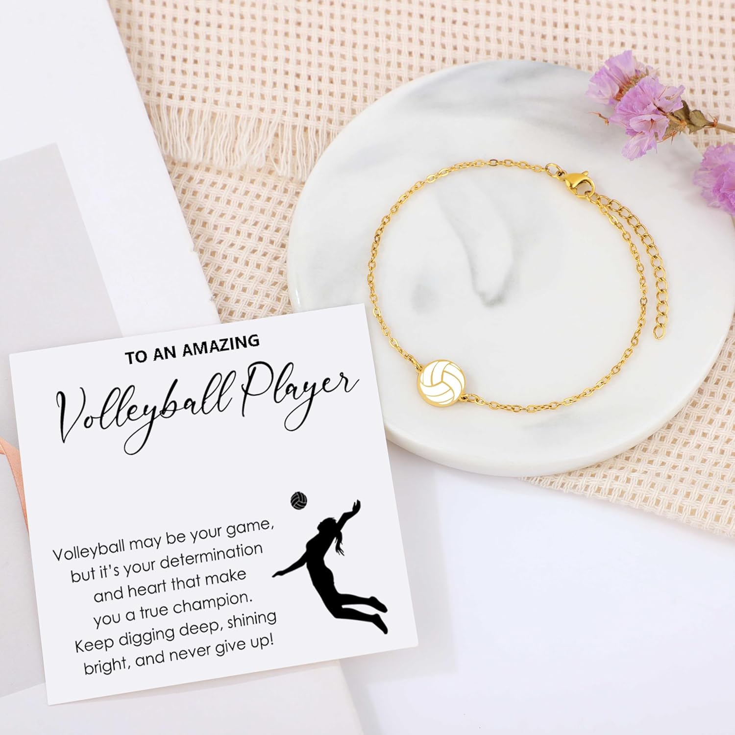 JoycuFF Volleyball Gifts for Teen Girls Volleyball Stuff for Girls with Glass Cup Tote Bag Stickers Bracelets Makeup Bag Hairband Cute Volleyball Christmas Gift Set for Team Players Sports Lovers - Image 4