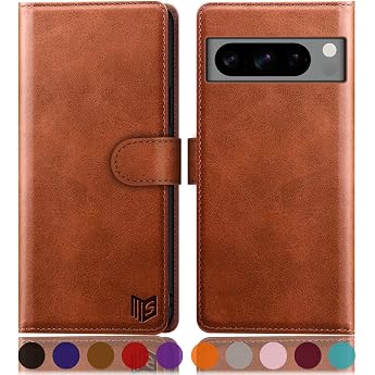 SUANPOT RFID Protection for Google Pixel 8 Pro 5G Case PU Leather Mobile Phone Case Leather Flip Case Card Slot Flip Cover fo