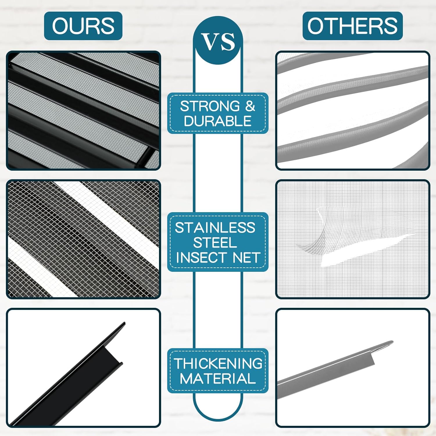 Gisafai 2 Pcs 18" x 18" Gable Vent Aluminum Alloy Wall Vents Shed Attic Vent with Screen Return Air Grill with Screws, for Ventilation Exterior Doors Wall House (Black)