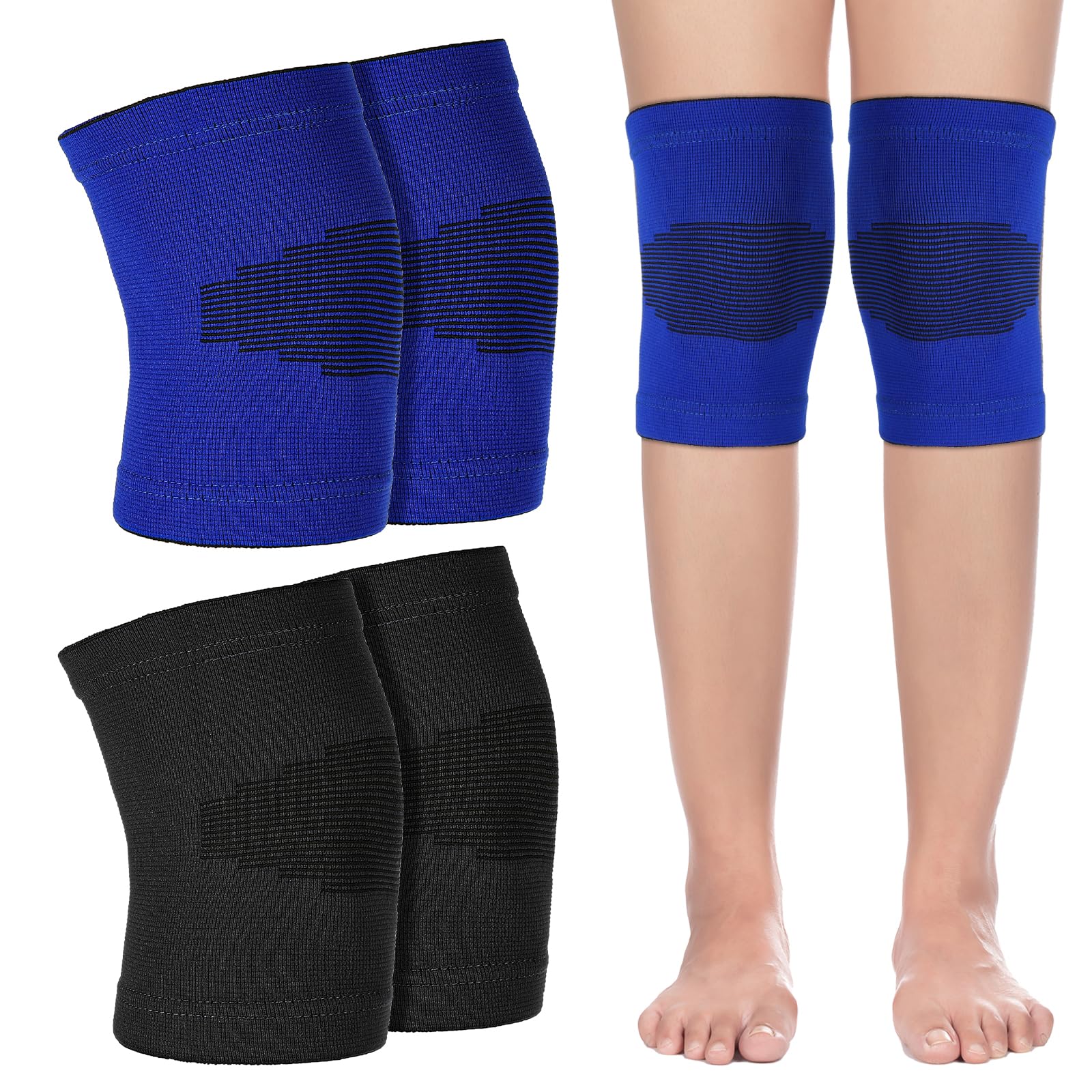 Genouillères pour enfants handball volleyball respirantes élastiques bleu Lot de 2 paires