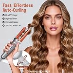 KIMUSE Automatic Rotating Curling Iron, 1.25 Inch - 4 Temp, Fast Heating, 2-Way Rotation, Anti-Scald & Tangle-Free, 30Min Auto Shut-Off, Dual Voltage for Travel, for All Hair Types & Beginners