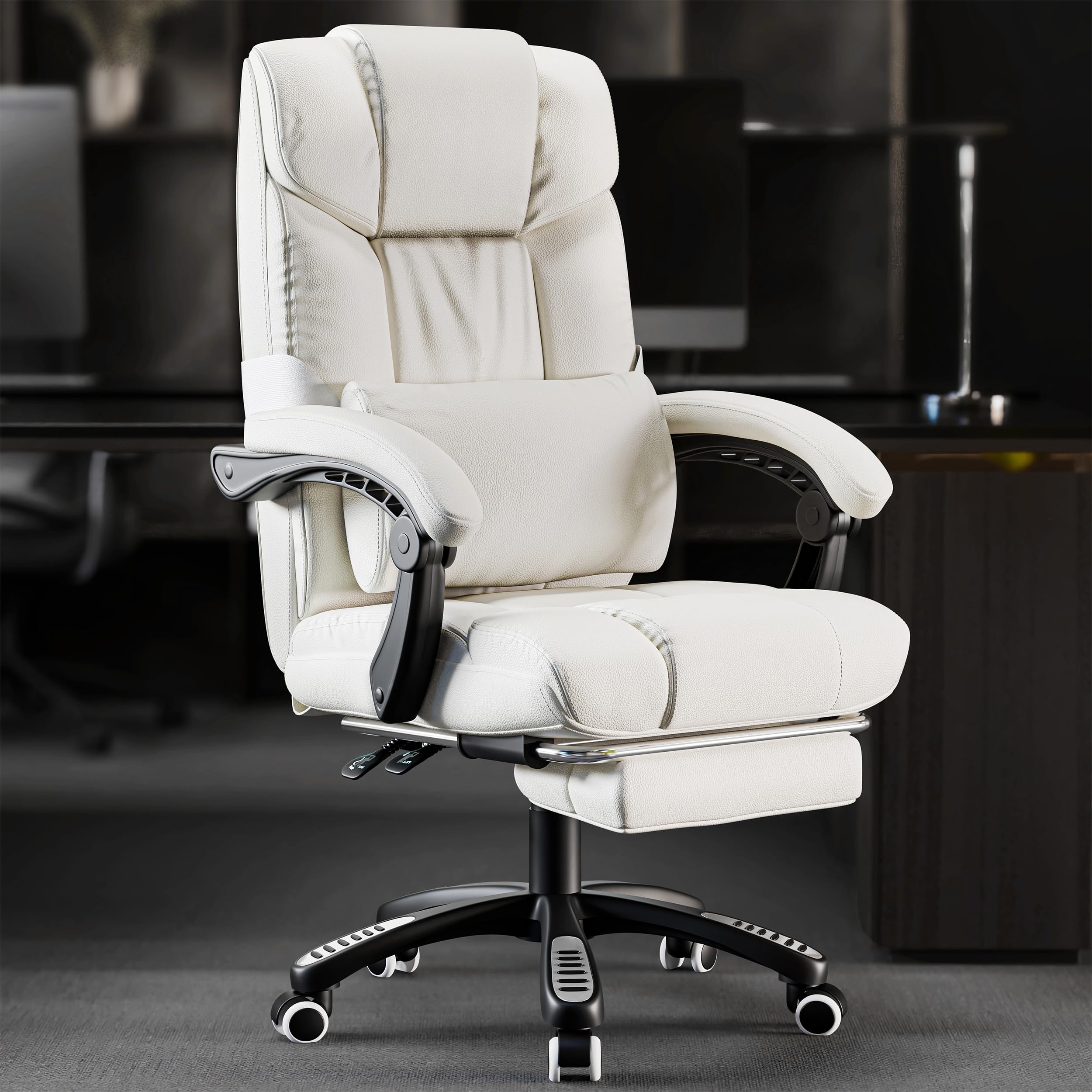 Blisswood Executive Office Chair With Footrest & Lumbar Support, Ergonomic Design High Back Recliner Computer Desk Chair Adjustable Back Rest Heavy Duty 360° Swivel Gaming Chair