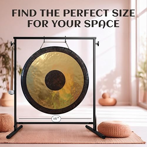 Miniatura 4 de The Gong Shop Chau Gong de 16 pulgadas, incluye mazo de gong y cuerda para colgar, auténtico chau gong chino/lavado brillante, tono enfocado