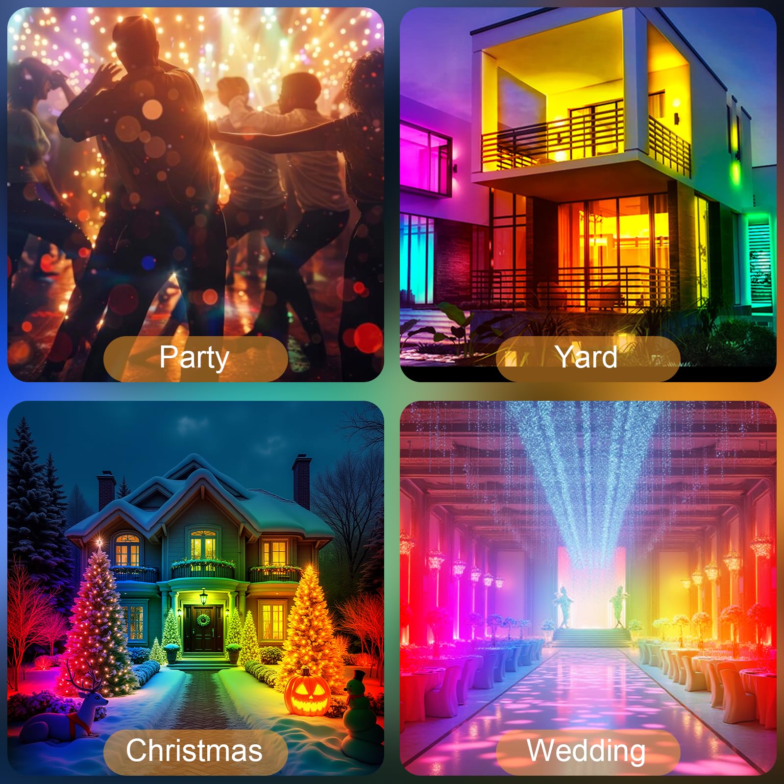 RGB Strahler 50W, 2 Stück Rgb Led strahler mit 360° Fernbedienung und Bluetooth APP rgb led Wallwasher IP66 Wasserdicht LED Strahler Außen Partylicht für Disco Bühne Feiern Garten Halloween