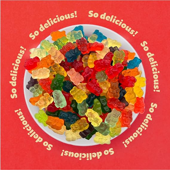 Gummy Bears, Assorted Fruit Flavors, Chewy Candy, 1 Lb Bag