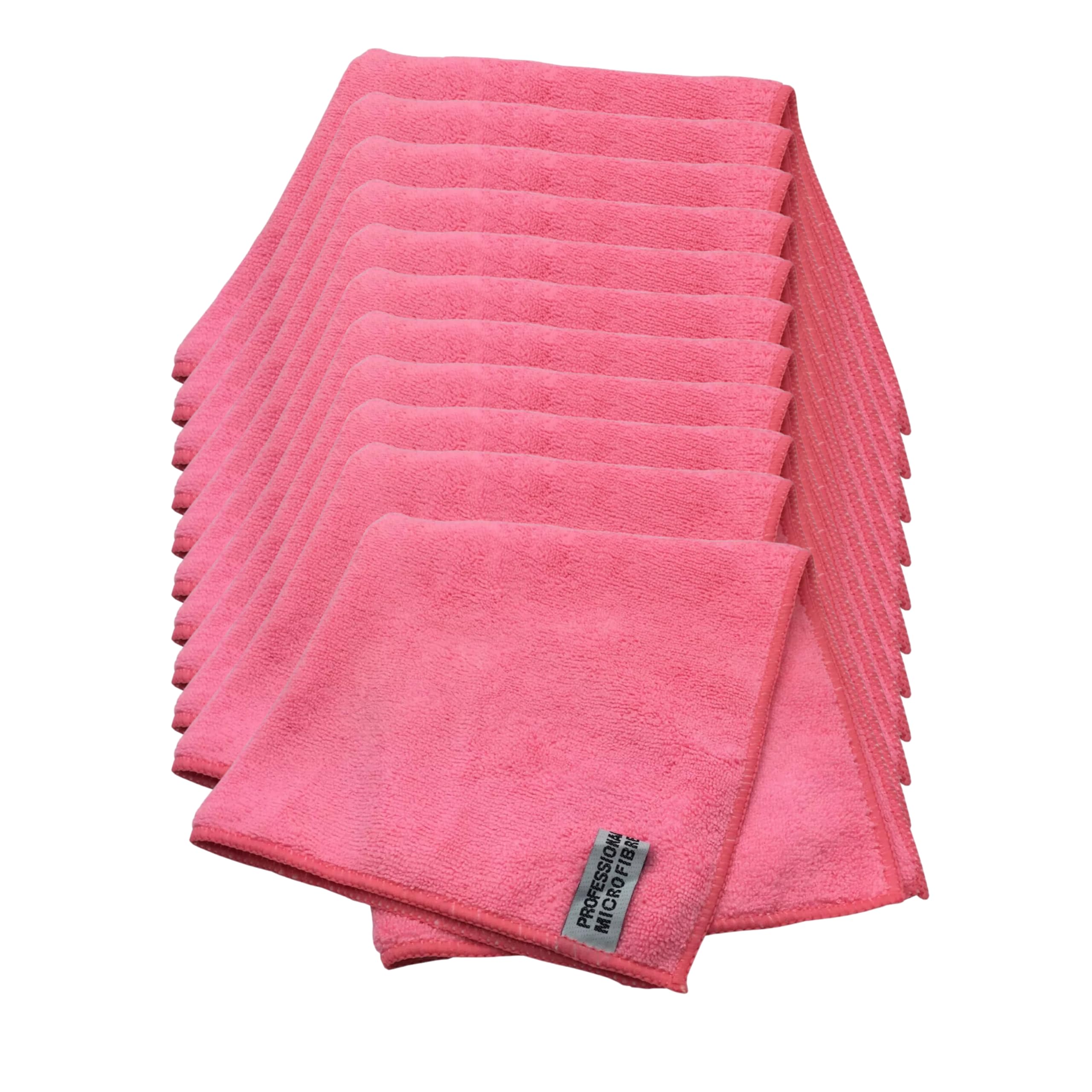 Tek Automotive Red Heavy Duty 350Gsm Car Microfibre Cloths – 10 Pack 40X40cm Professional Detailing, Polishing & Buffing Cloths