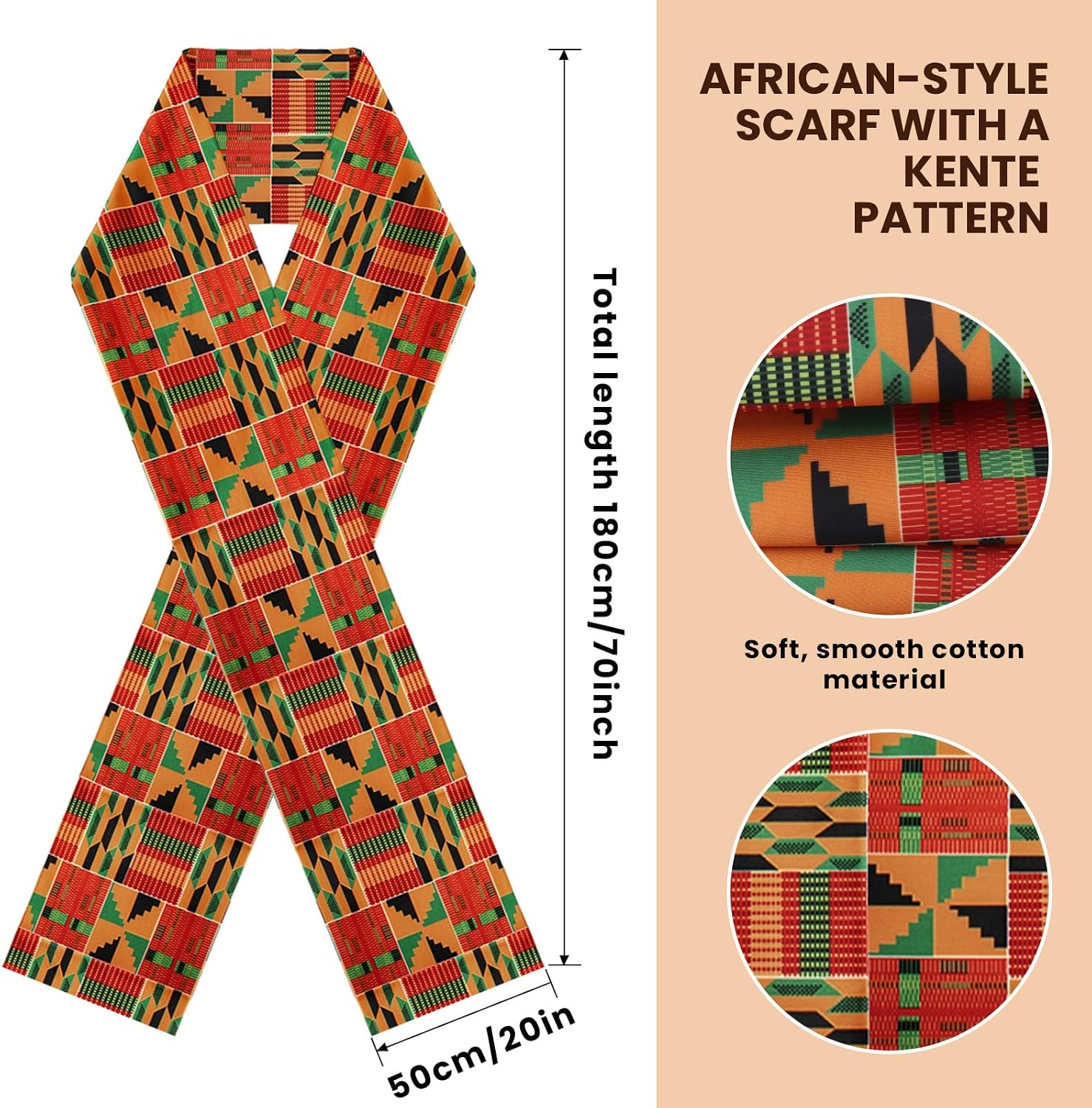 African Hat for Men – Kente Print Kufi Hat and Stole Scarf Set, Dashiki Inspired Kente Cloth for Black History Month