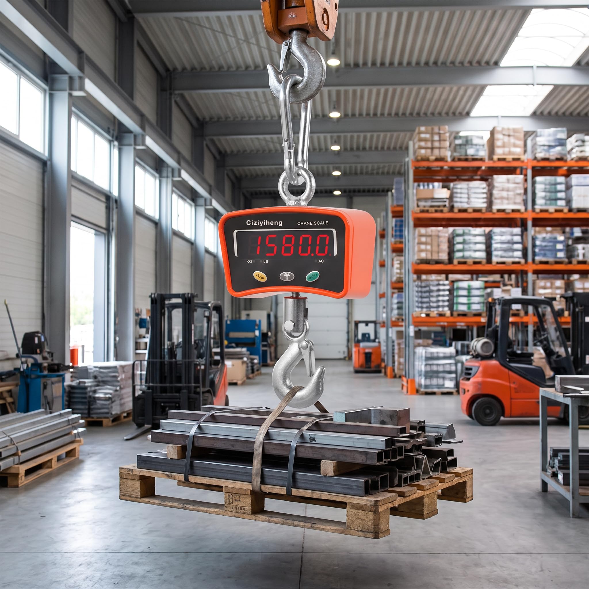 500 kg/1100 lb Digitale Hängewaage Industrielle Kranwaage mit Präzisionssensor, geeignet für Bauernhof, Angelwaage, Reisegepäck, Gewicht, tragbare Mini-Handwaage