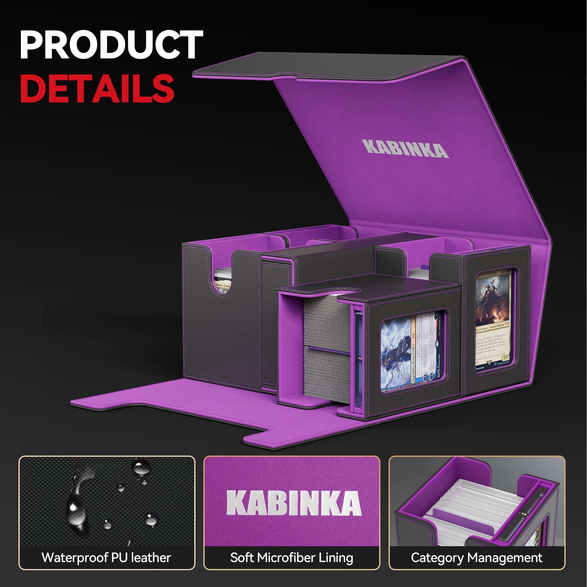 Kabinka - Caja para mazos de MTG y Commander, capacidad para más de 400 cartas con doble funda