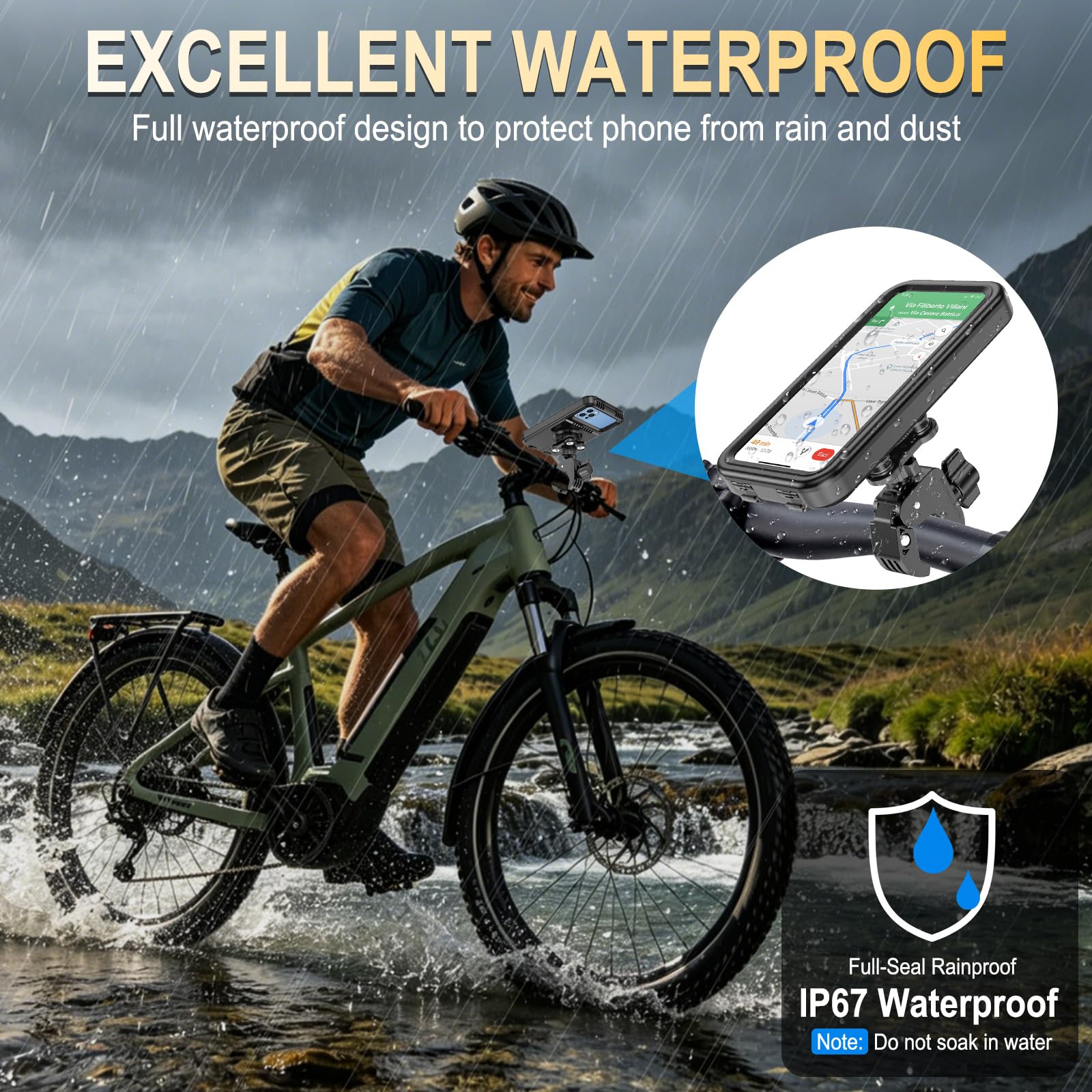 Support Téléphone Moto Scooter Antivibration Étanche IPX5 Porte Telephone Velo Moto Universel Rotation 360° Support de Téléphone pour Guidon 17-42mm, pour iPhone Huawei 4,0-7,0" Smartphones