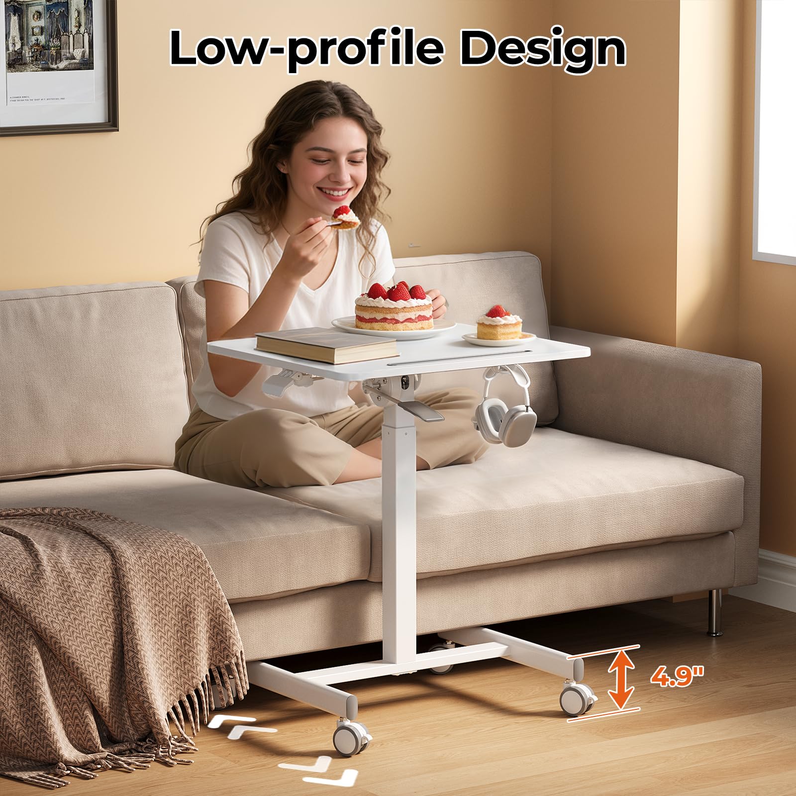 JOY worker Mobile Standing Desk 23 6 x 20 5 Small Rolling Laptop Cart with 90 Tiltable Desktop — view 9