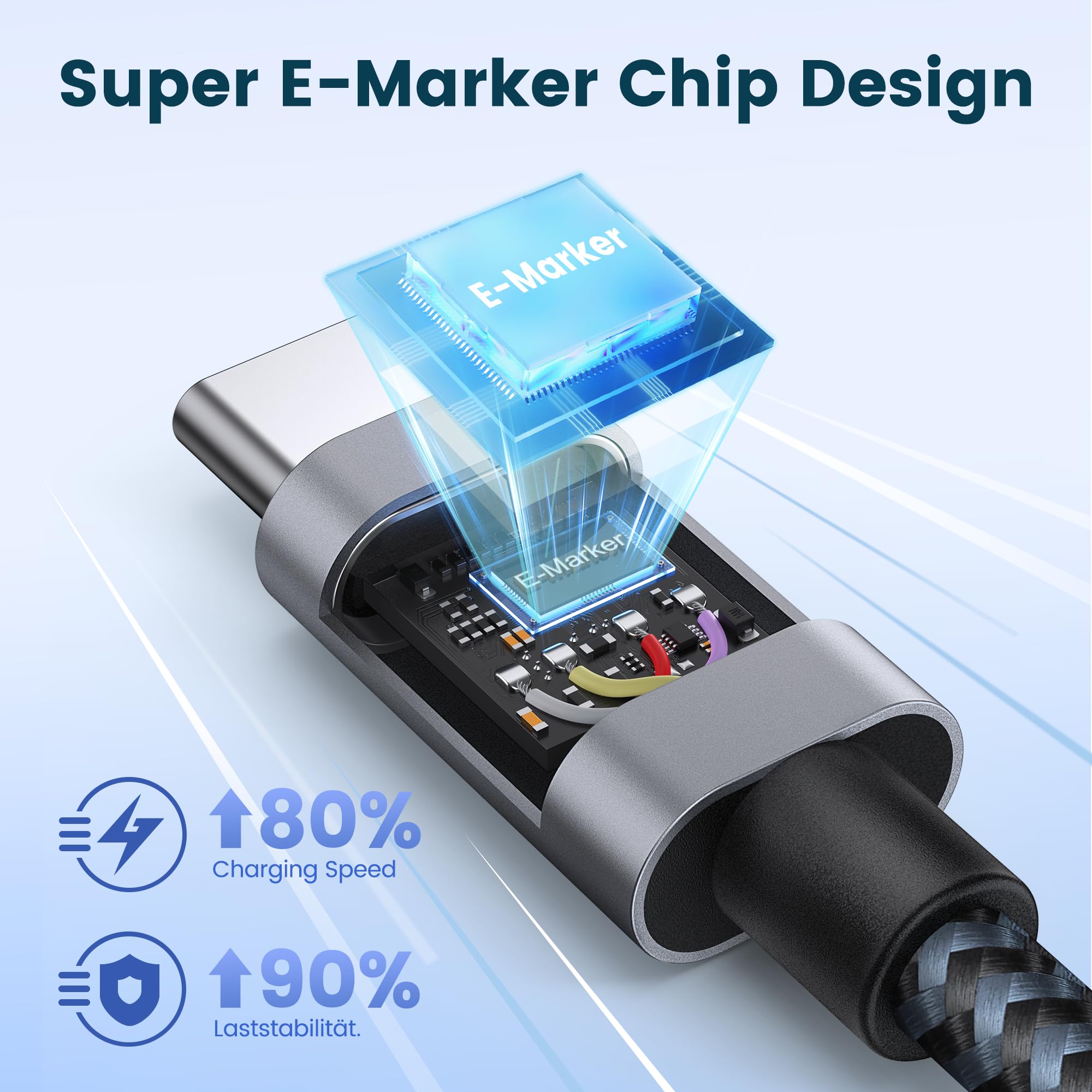 RAMPOW Cavo USB C a USB C Cavo USB C 100W, Cavo iPhone 16 Ricarica Rapida 2M, Cavo iPhone 15 USB Type-C per iPhone 15/15 Pro/16/16 Pro, Samsung S23/S22/S21/S20, iPad Pro/Air, Xiaomi - Grigio Siderale