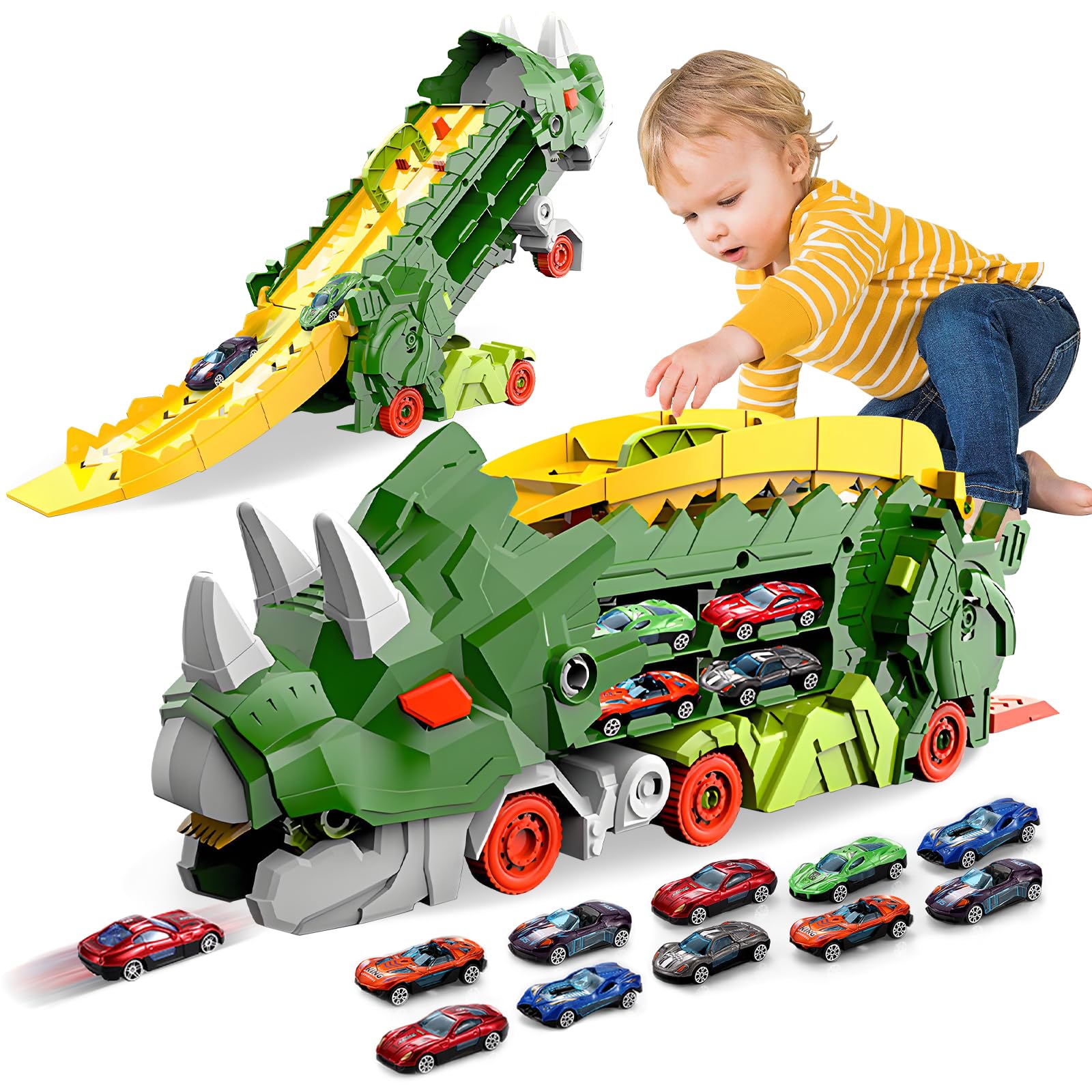 Jouet Garçon 3 Ans Dinosaure HOTUT Jouet Voiture Dinosaure 5 En 1 - Camion Transporteur Avec Sons Et Lumières Pour Enfants Jouet Garçon 3 Ans Dinosaure HOTUT Jouet Voiture Dinosaure 5 En 1 - Camion Transporteur Avec Sons Et Lumières Pour Enfants