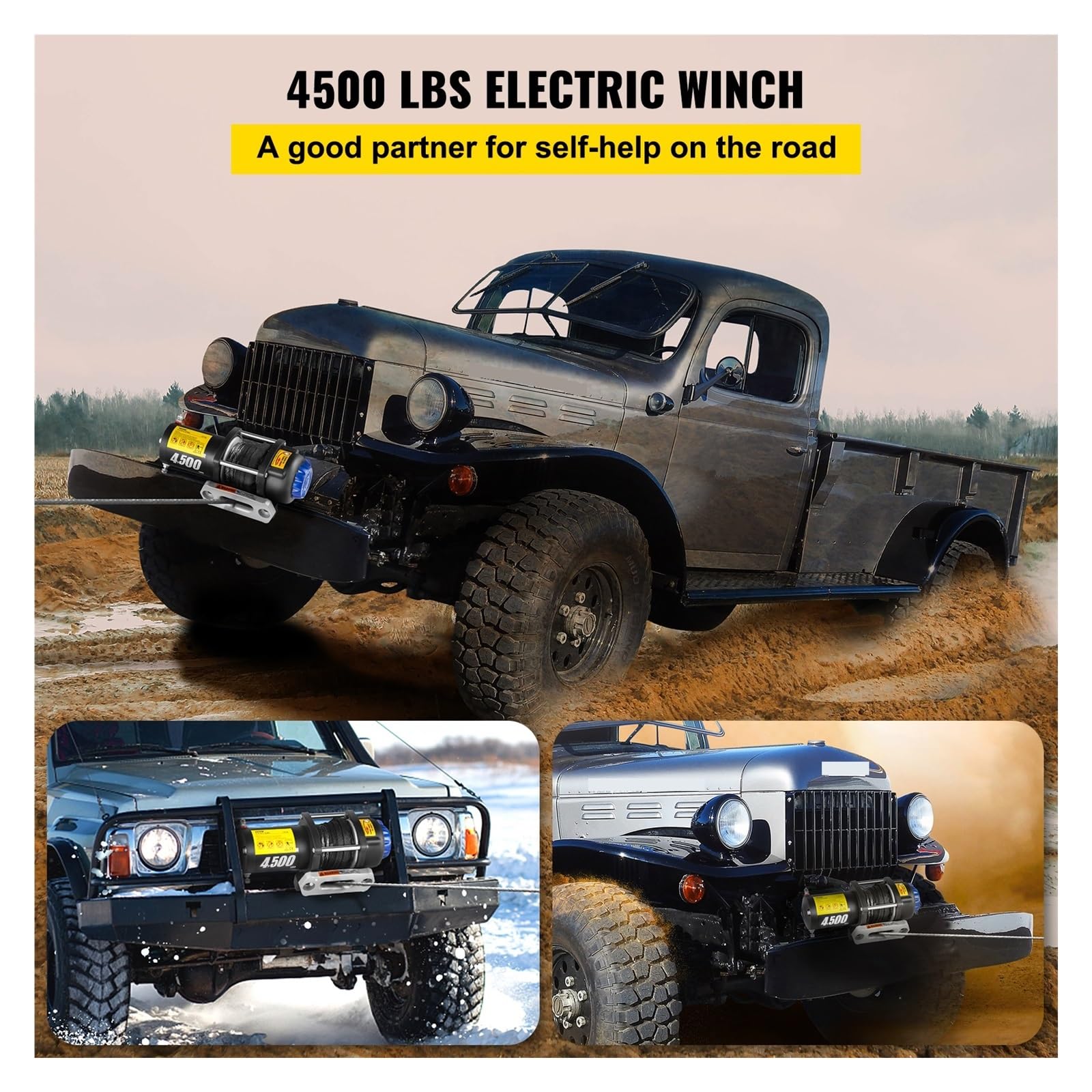 Wciągarka Elektryczna 12V 4500/5000/5500 LBS Do Ciężarówki Lina Syntetyczna Off Road Wodoodporne Wciągarki ATV UTV W/bezprzewodowy Pilot(4500 LBS)