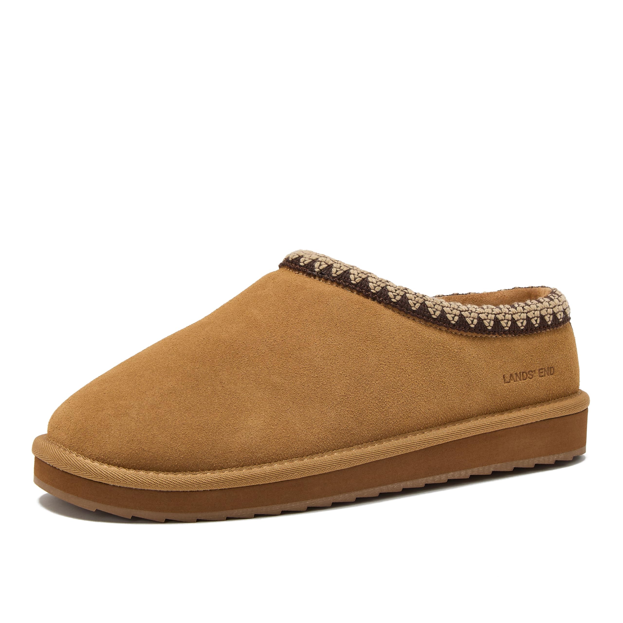 Lands End Hearth Warm Fuzzy Mens Slippers Indoor Outdoor Fur Lined Suede House Slippers for Men Size 7