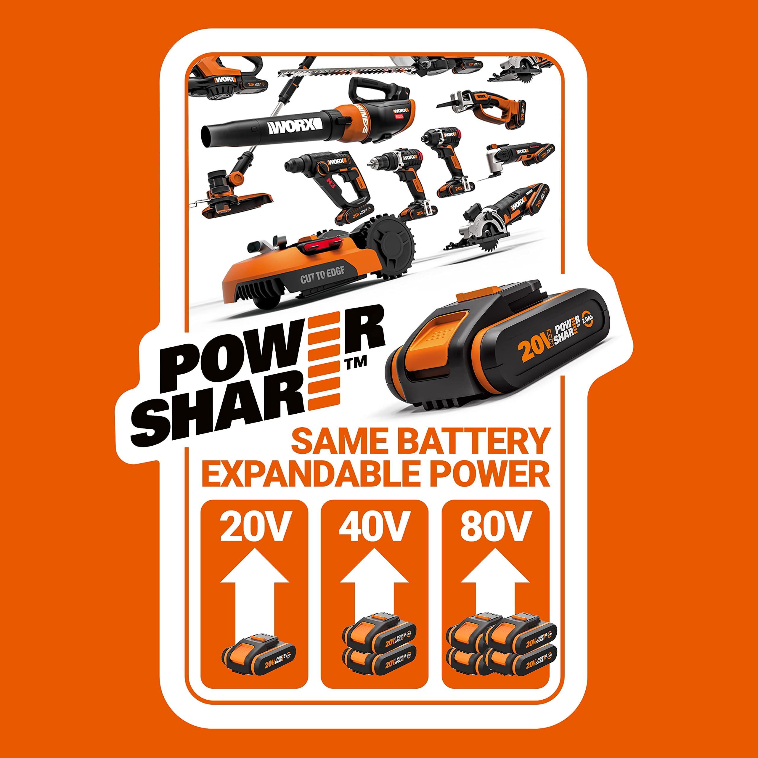 WORX 20V Akku Teleskop Hochentaster WG349E – Praktische Kettensäge für Einsätze an schwer erreichbaren Stellen im Garten – ergonomisches Design – mit Akku und Ladegerät