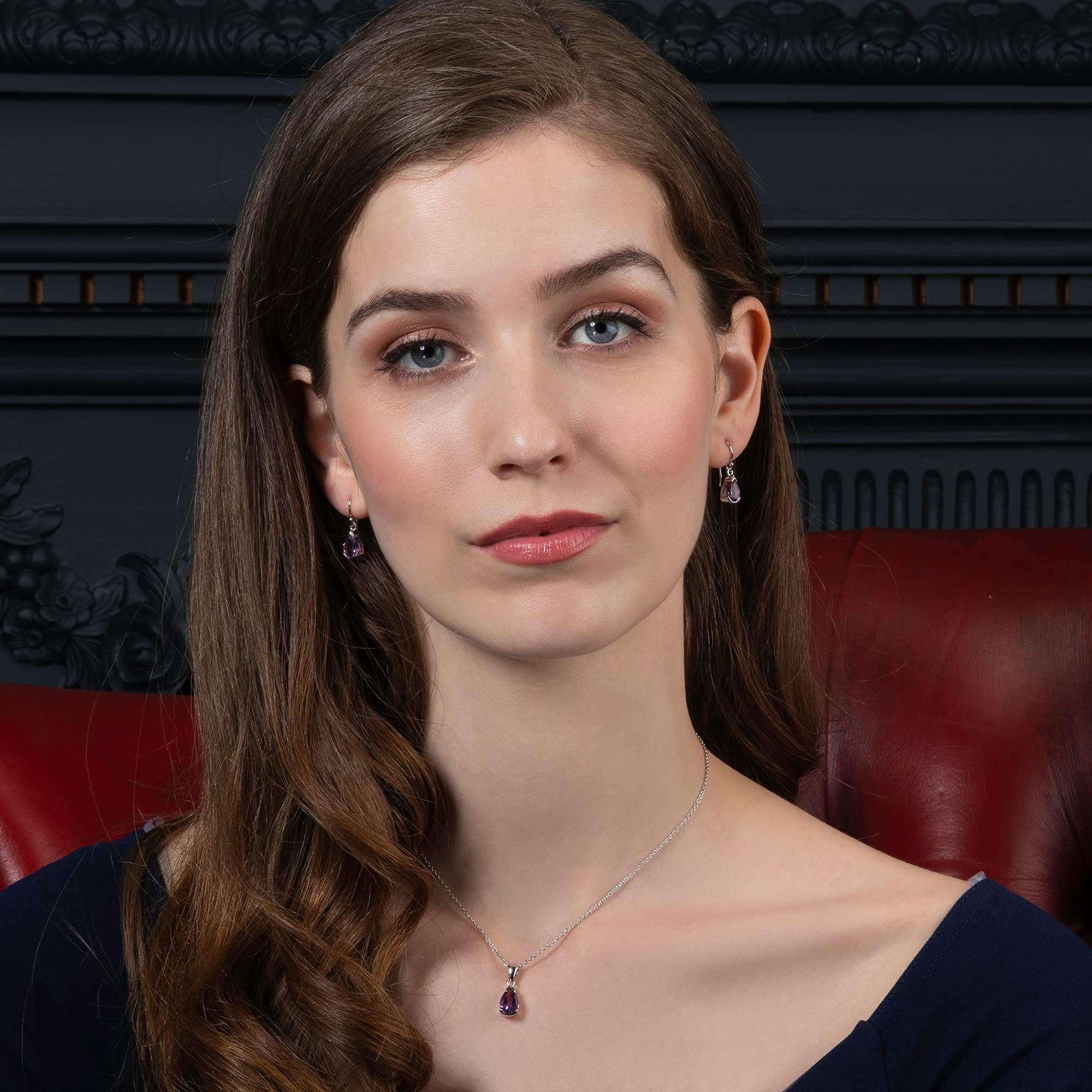 namana Collar de plata de ley 925 para mujer con piedras semipreciosas, collar de piedras preciosas naturales para mujer, collar con colgante de plata 925 para mujer con piedras naturales en forma de
